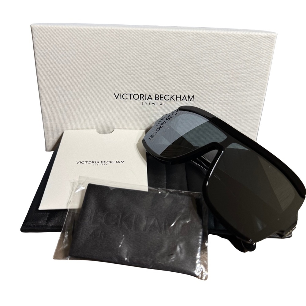 Victoria Beckham VB673S Black/Silver Mirror Shield Sunglasses NEW in Box w/ COA